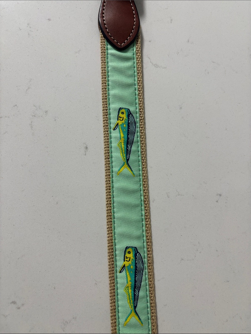 Men's Mint Green Fishing Embroidered Belt